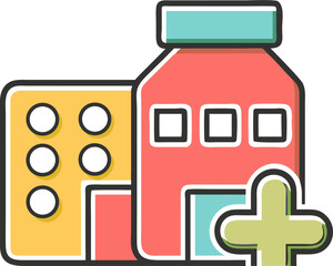 Obraz premium hospital medicine vector fill illustration