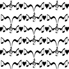 Musical notes seamless pattern