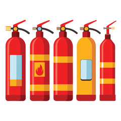 fire extinguisher set isolated on white background
