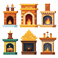 Obraz premium fireplace set isolated on white background