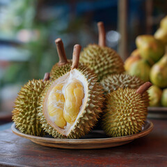 durian on white background