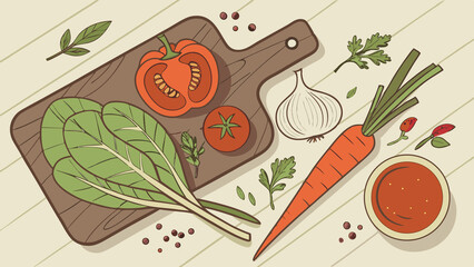 vegetables on a cutting board