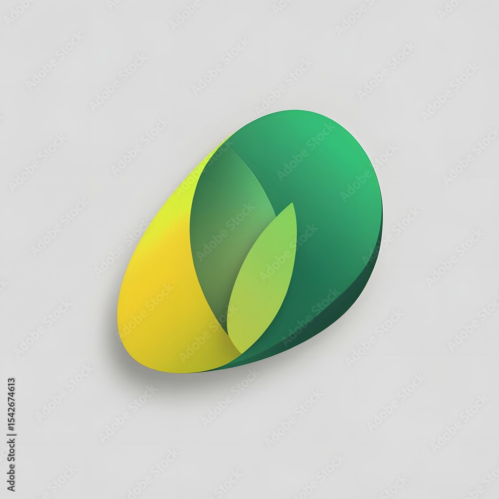 Poster stylized abstract design featuring a green and yellow gradient shape, symbolizing creativity and mod