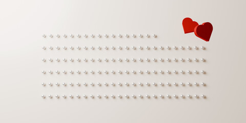 Perfect Pearls Form An Arrow Of Love on White Background