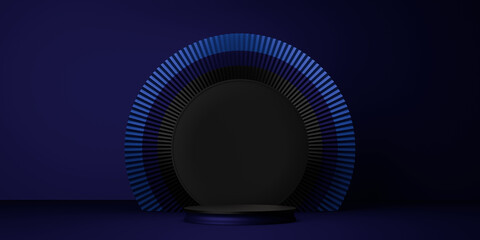 Elegant Blue Radial Lights Illuminate Dark Space