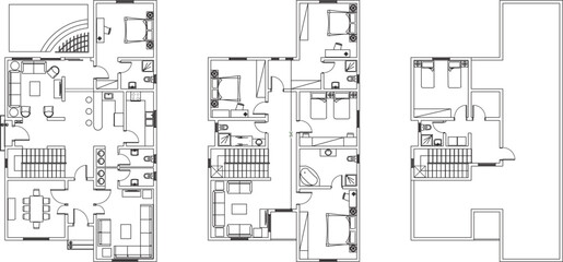 vector illustration of architectural design view facade construction plan of a simple traditional villa house