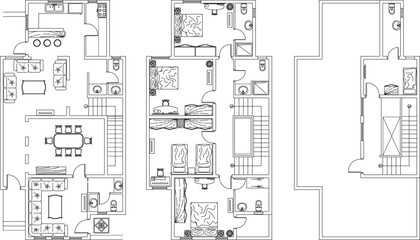 vector illustration of architectural design view facade construction plan of a simple traditional villa house