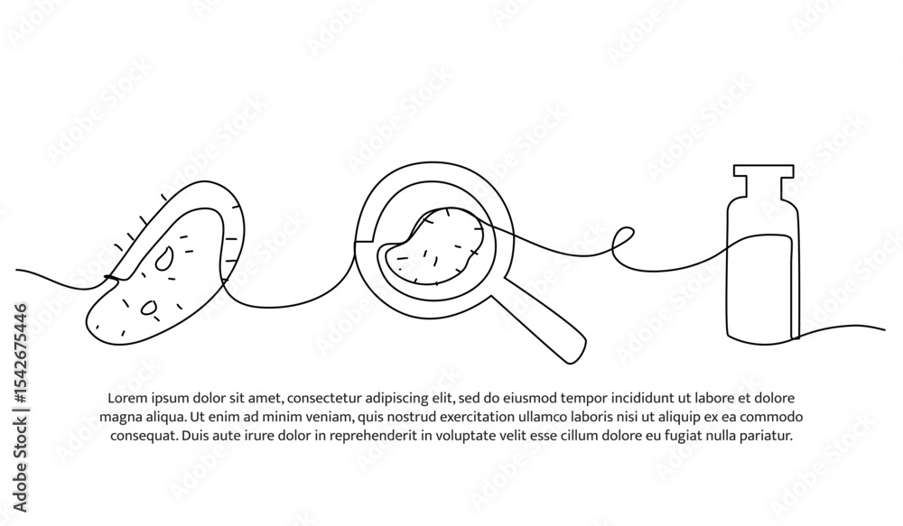 Aufkleber vector illustration of observation of bacteria using a magnifier. modern flat in continuous line sty