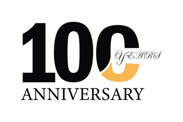 100th Anniversary Celebration Logo – Elegant and luxury Vector Icons for Milestone Celebrations in black and gold color.
