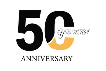 50th Anniversary Celebration Logo – Elegant and luxury Vector Icons for Milestone Celebrations in black and gold color.