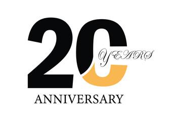 20th Anniversary Celebration Logo – Elegant and luxury Vector Icons for Milestone Celebrations in black and golden color.
