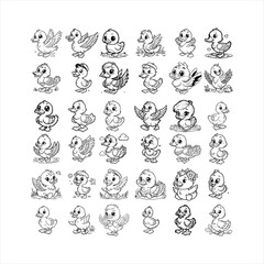 Duck cartoon line art for coloring book page