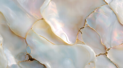 Luxury Abstract Mother-of-Pearl Texture with Golden Veins
