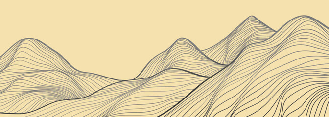 Mountain line arts illustration. Hand drawn style. Abstract mountain contemporary aesthetic backgrounds landscapes. use for print art, poster, cover, banner, template