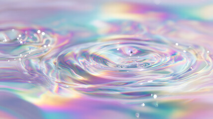 Luxury Abstract Water Surface with Iridescent Rainbow Reflections