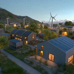Smart energy grids integrating solar, wind, and energy storage systems with grid management technology, creating flexible, decentralized, and resilient renewable power grids for cities and communities