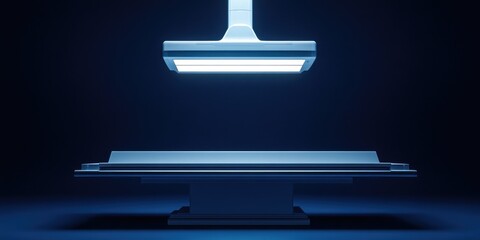 Medical examination table with overhead light