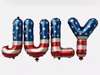 Celebratory 'JULY' Foil Balloons Reflecting American Patriotism and Independence Day