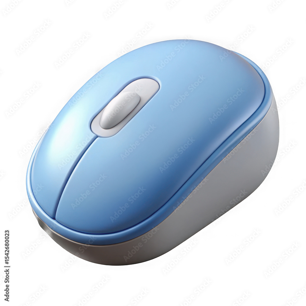 Poster light blue wireless computer mouse isolated on transparent background