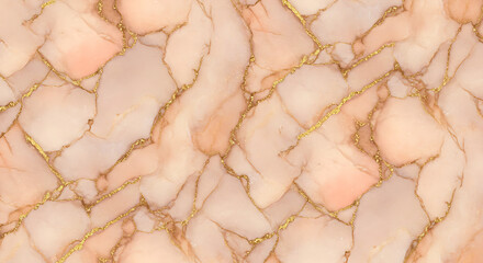 Elegant Peach and Gold Marble Texture Seamless Pattern Background