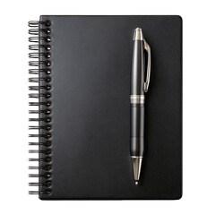 Notebook and pen concept for business notes or creative writing ideas isolated on transprint background