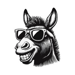 Donkey sunglasses engrave illustration logo icon design