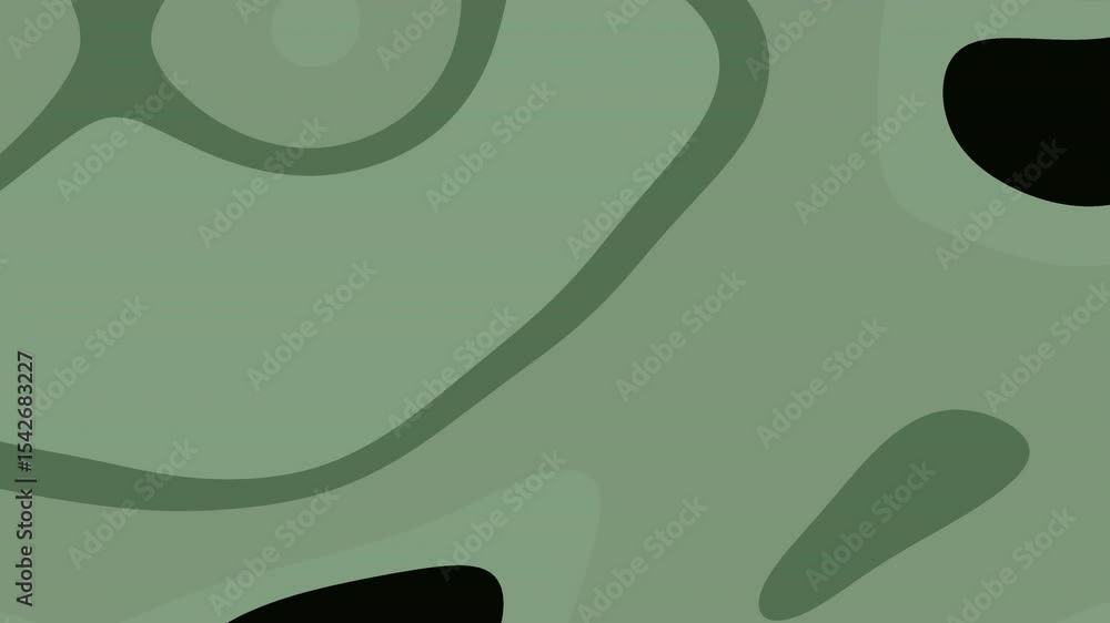 Poster dark green gradient shapes move across black background. abstract organic forms create a sense of de