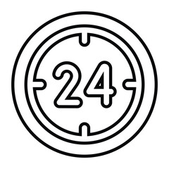 24 hour line icon design. 24 hour thin black outline symbol vector illustration. editable stroke icon on transparent background.