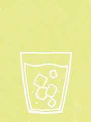 クレヨンで描いたドリンクのイラスト(背景イエロー)