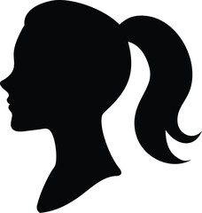 Silhouetted Profile of a Woman with Long Hair