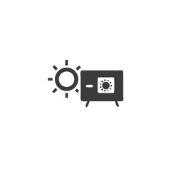 Solar Backup Generator Generator Icon with a Sun Symbol Vector Silhouette Flat Icon Design