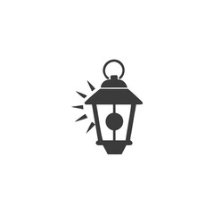 Solar Camping Light Lantern Icon with a Sun on It Vector Silhouette Flat Icon Design