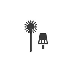 Solar Panel Cleaning Tool Cleaning Brush Icon with Solar Panel Vector Silhouette Flat Icon Design