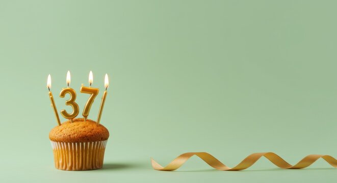 Birthday cupcake with 37 candles