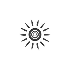Sun Energy Stylized Sun with Radiating Lines Vector Silhouette Flat Icon Design