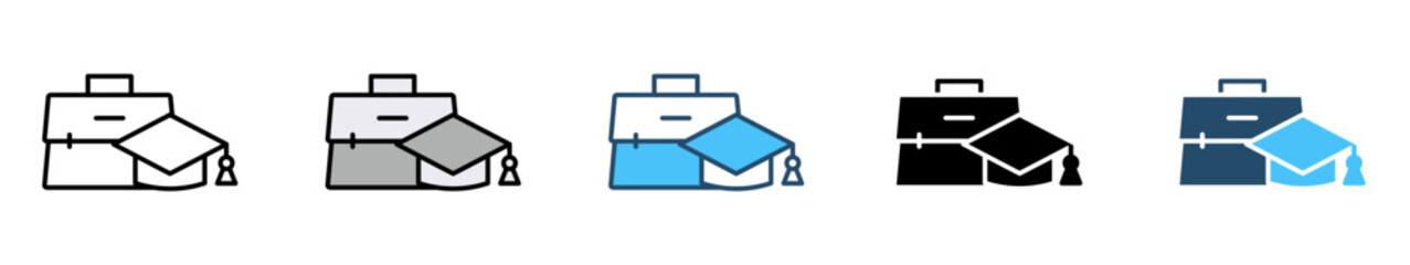 Icons with various styles Student and teacher icons. Education and knowledge symbols. Vector icon collection.