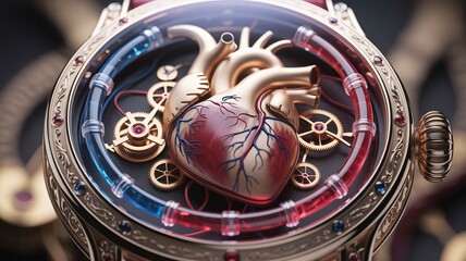 Intricately Designed Watch Featuring Decorative Heart and Clockwork Elements