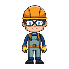 cartoon character helmet engineer vector with helmet