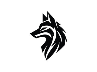 Black Wolf Head Silhouette with Sharp Tribal Lines