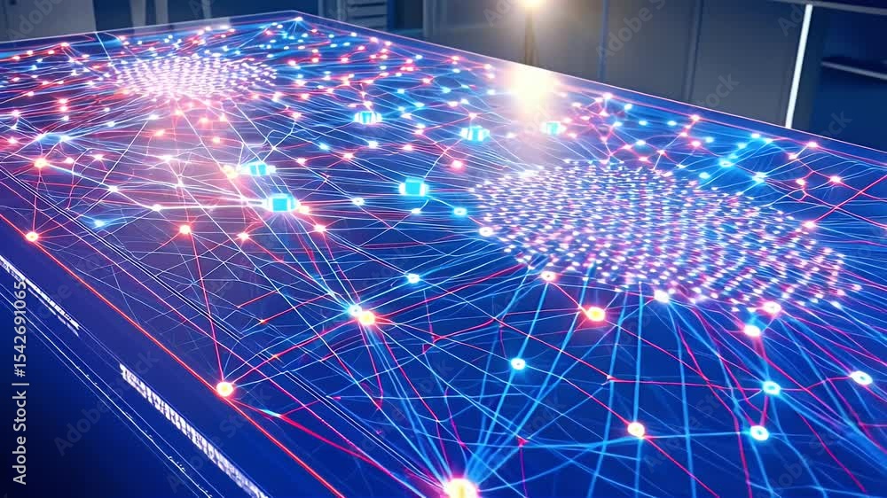 Poster network data visualization on a flat surface