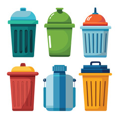 garbage disposal set isolated on white background