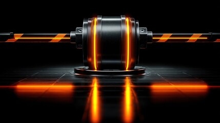 Futuristic mechanical component with glowing orange accents.  Dark backdrop