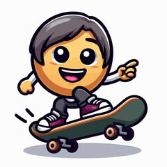 skateboarding emoji cartoon vector illustration