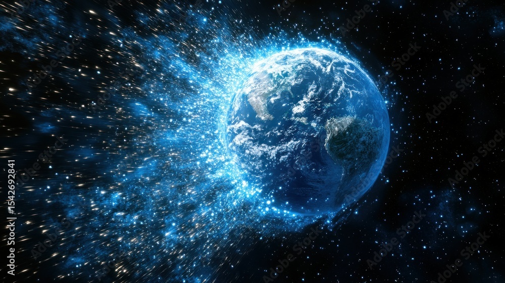 Poster earth exploding in a burst of light