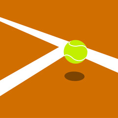 The tennis ball bounces on the court vector. tennis illustration vector.