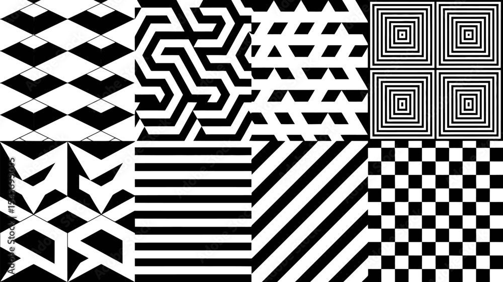 Poster abstract black and white geometric patterns seamless vector background design for wallpaper and text
