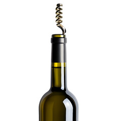 Wine bottle with corkscrew detail dark background