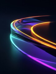Abstract glowing curves on dark background