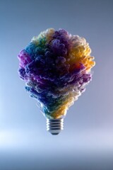 Colorful ink cloud shaped like a lightbulb