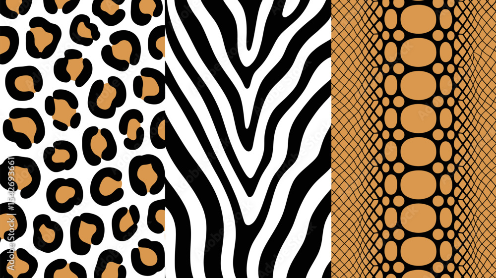 Poster animal print background with leopard zebra and snake pattern for fashion and textile design art 100c